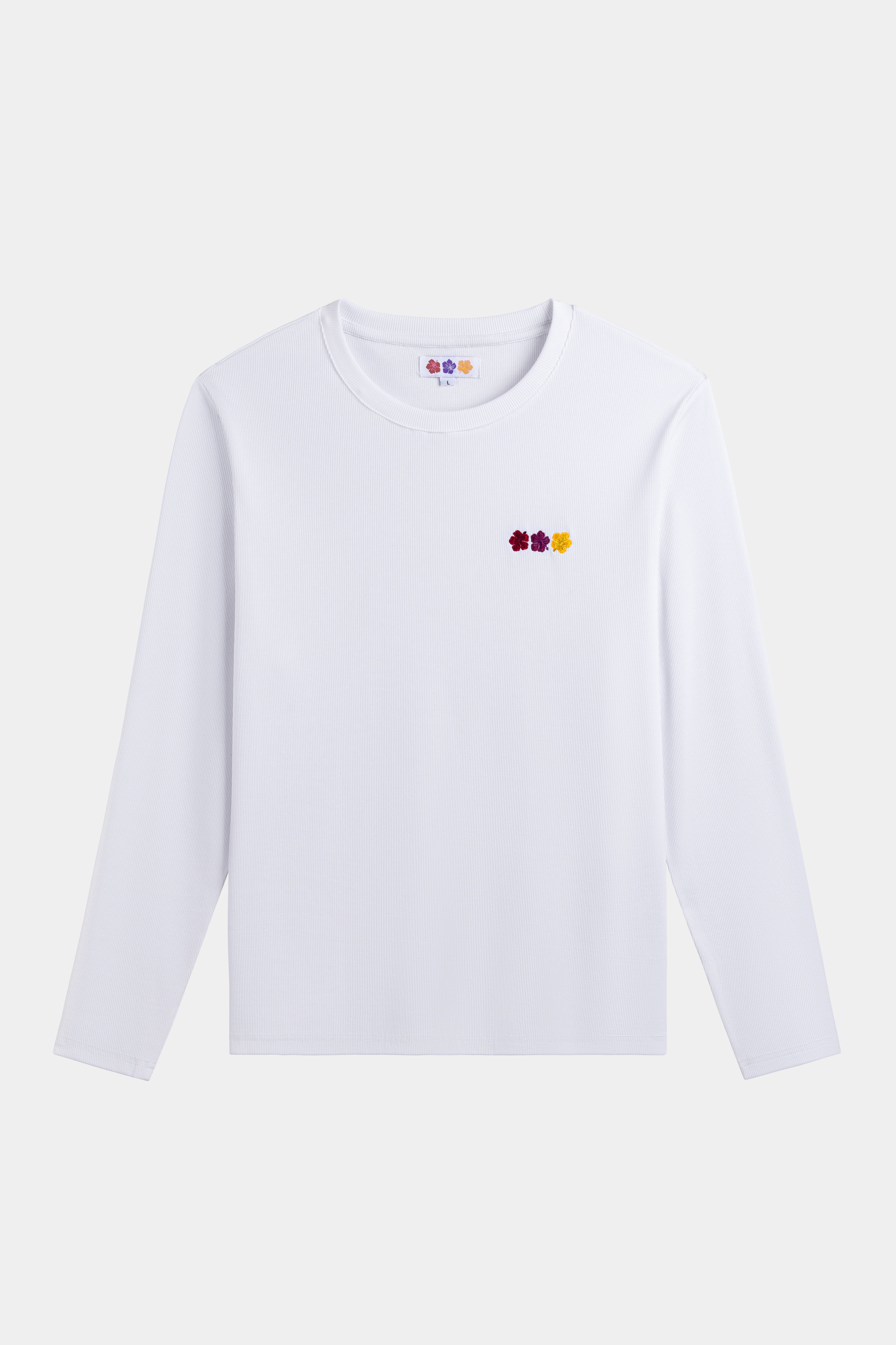 FLOWER RIB LONGSLEEVE WHITE