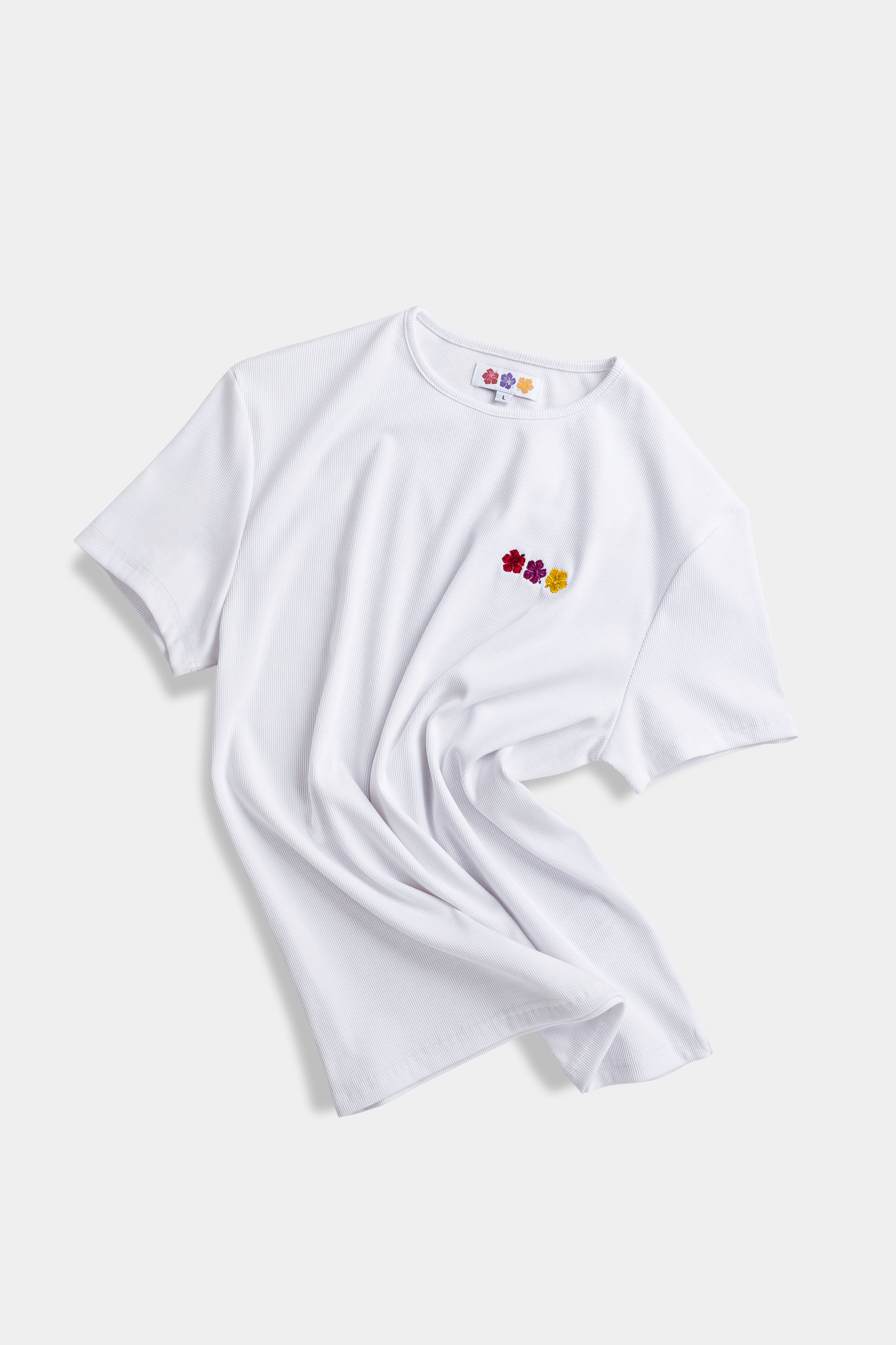 FLOWER RIB T-SHIRT WHITE