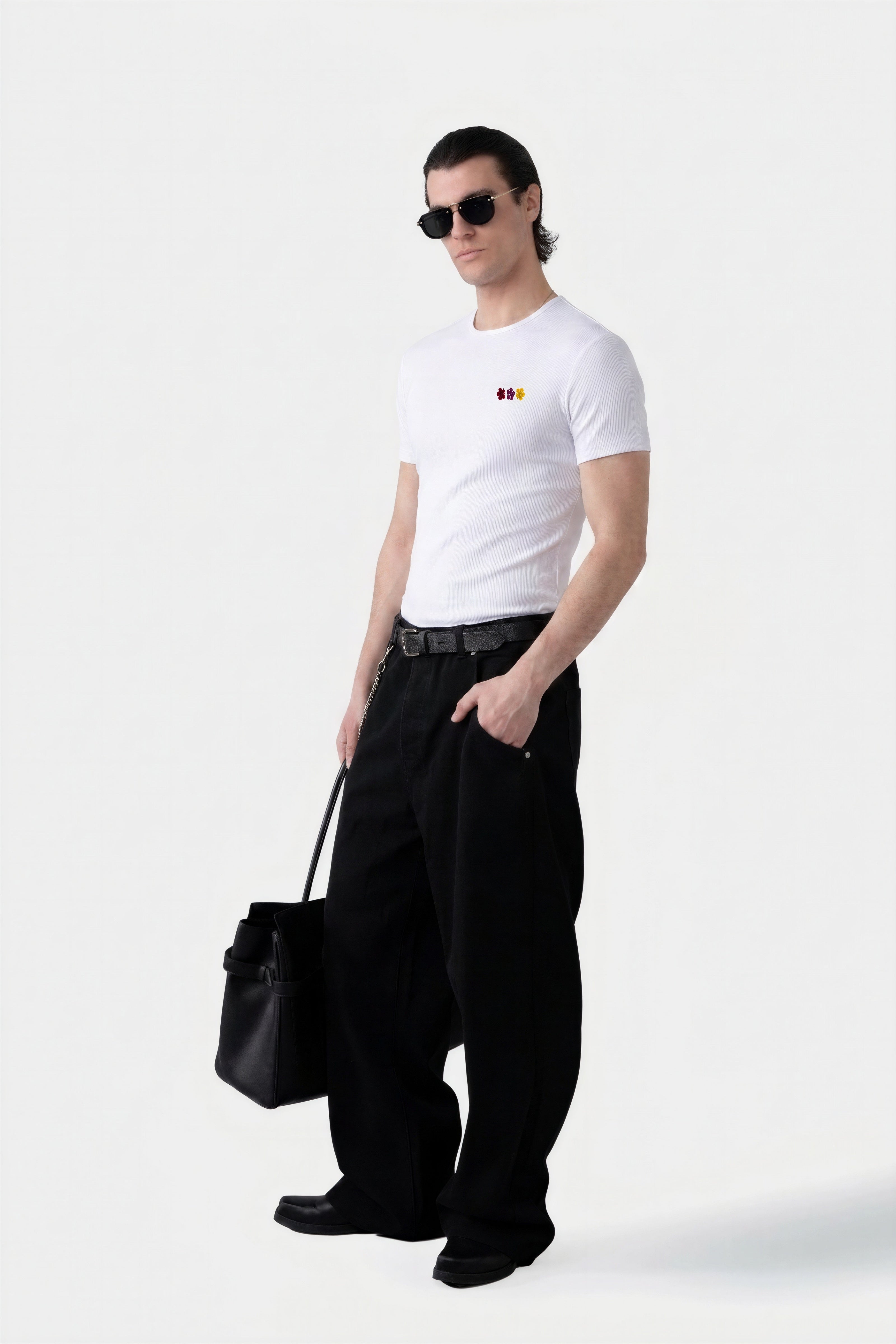 FLOWER RIB T-SHIRT WHITE