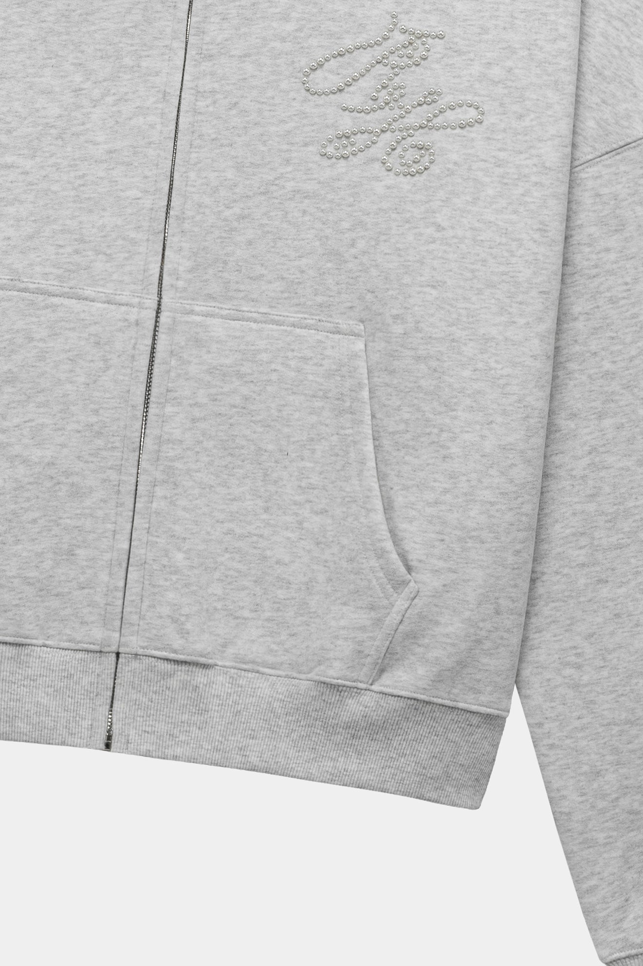 PEARL ZIP HOODIE GREY
