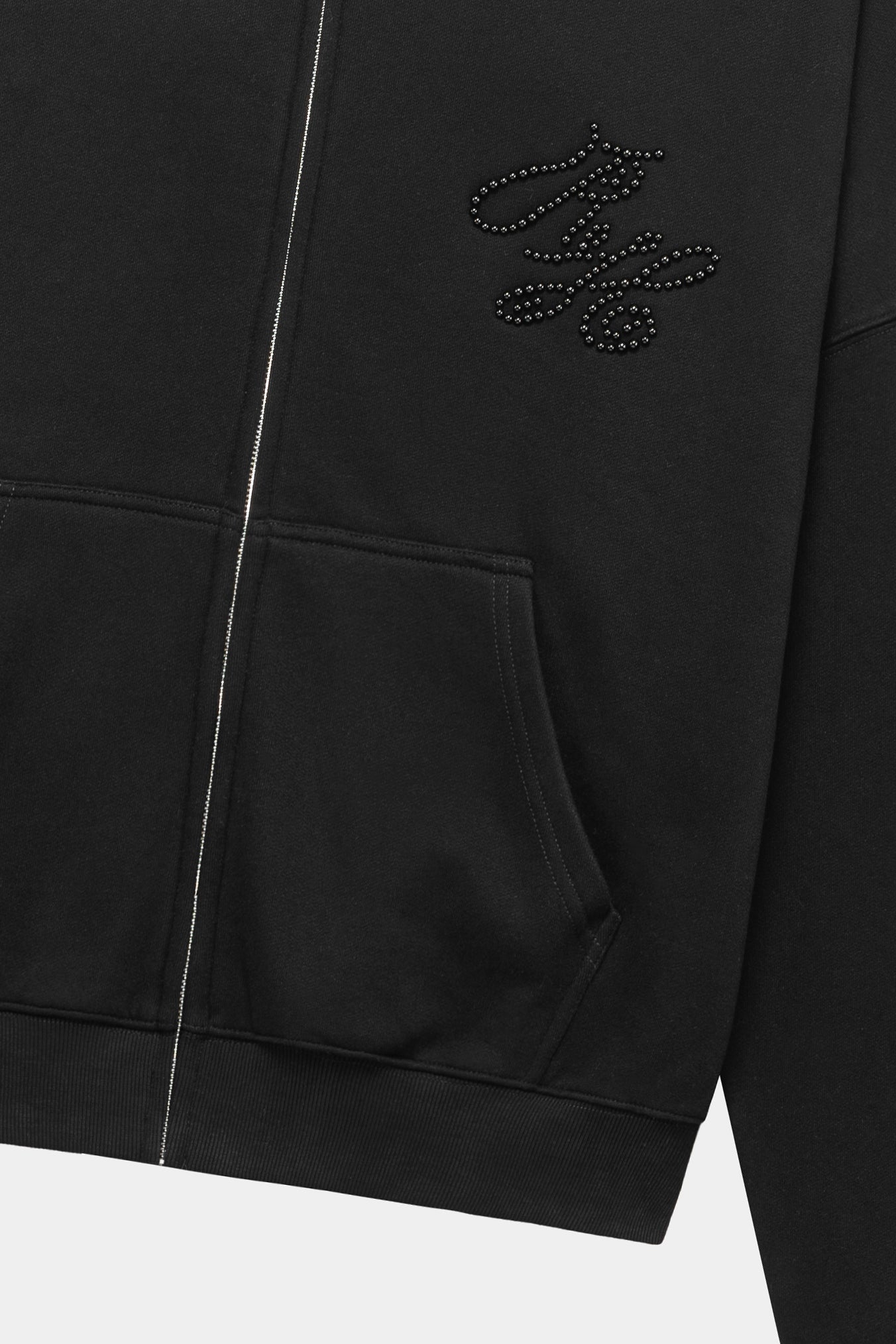 PEARL ZIP HOODIE BLACK