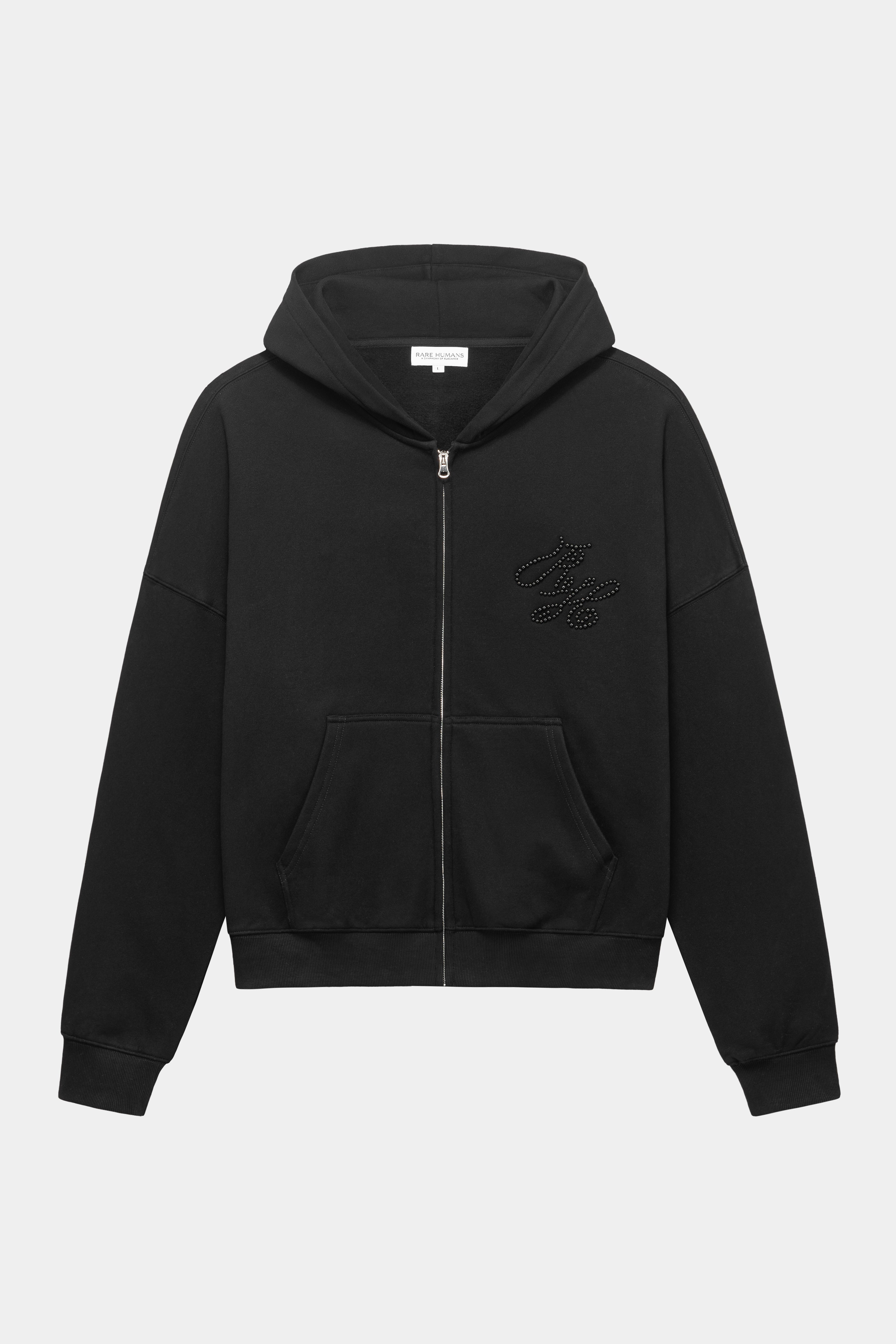 PEARL ZIP HOODIE BLACK