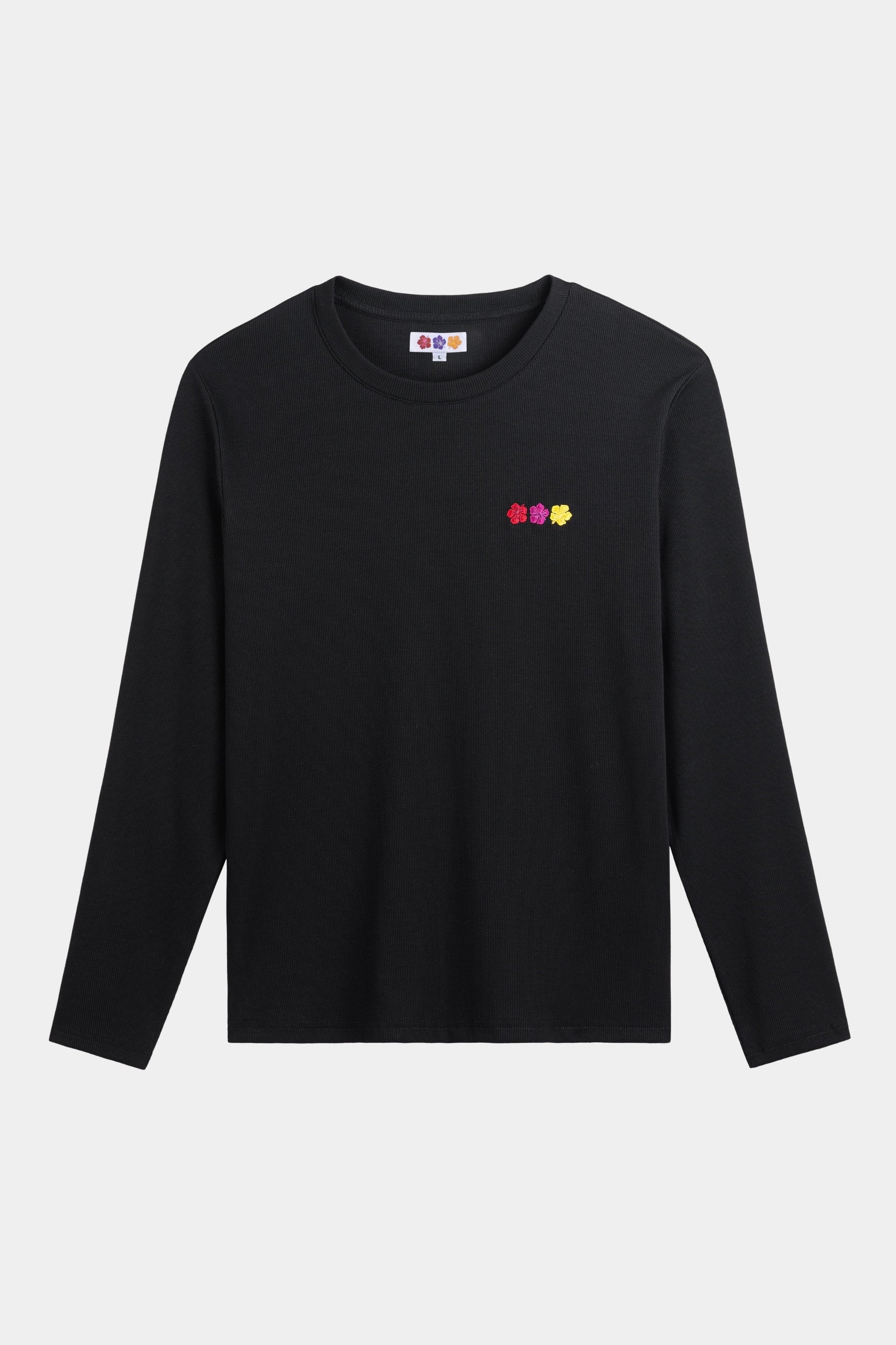 FLOWER RIB LONGSLEEVE BLACK