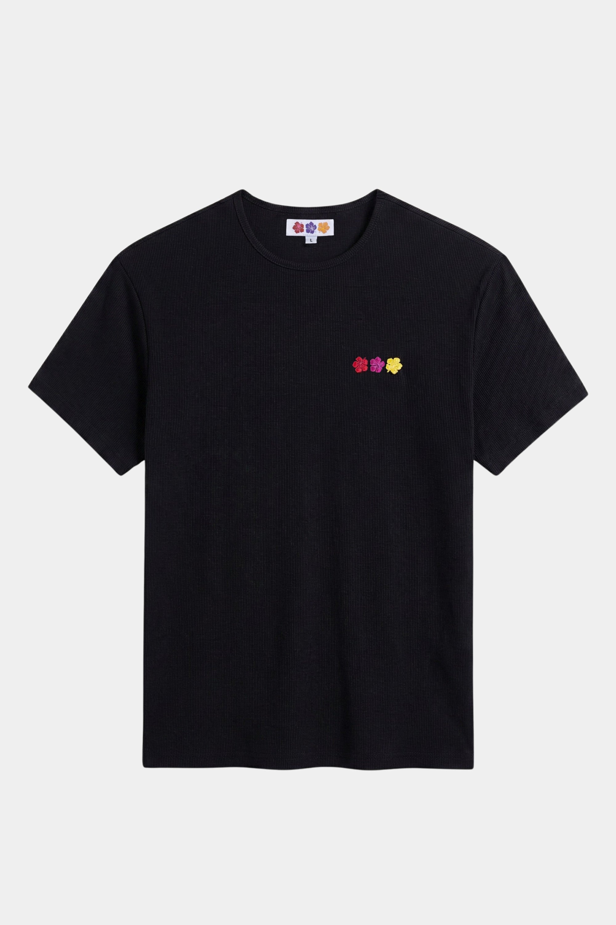 FLOWER RIB T-SHIRT BLACK