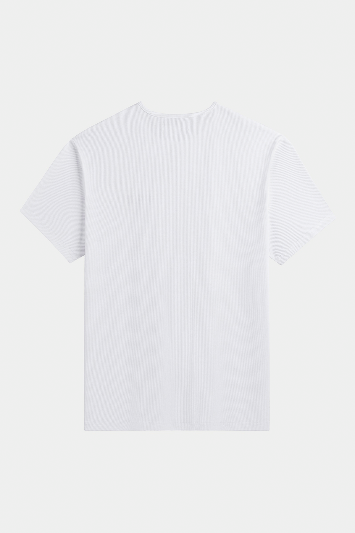 White ribbed cotton Henley Shortsleeve by Rare Humans, back view
