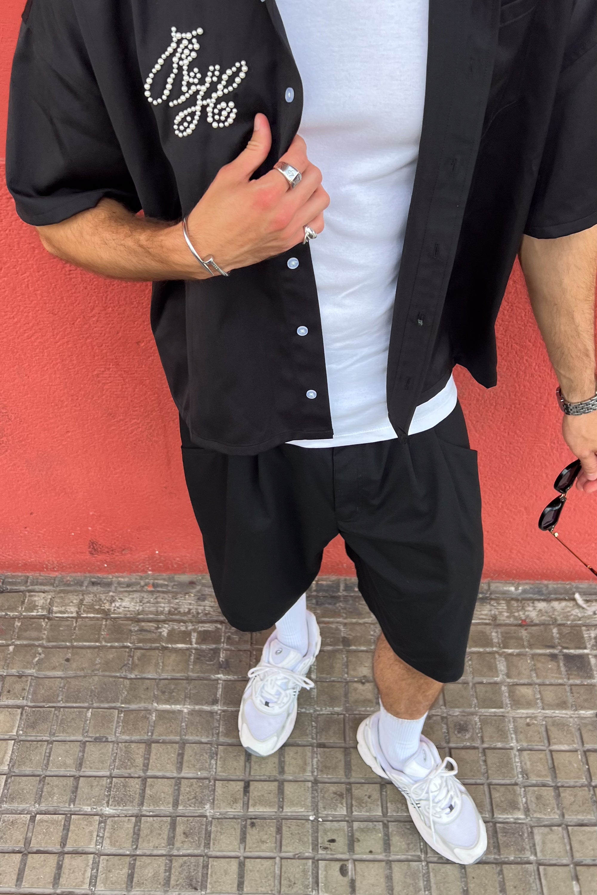 Schwarze Anzugshorts