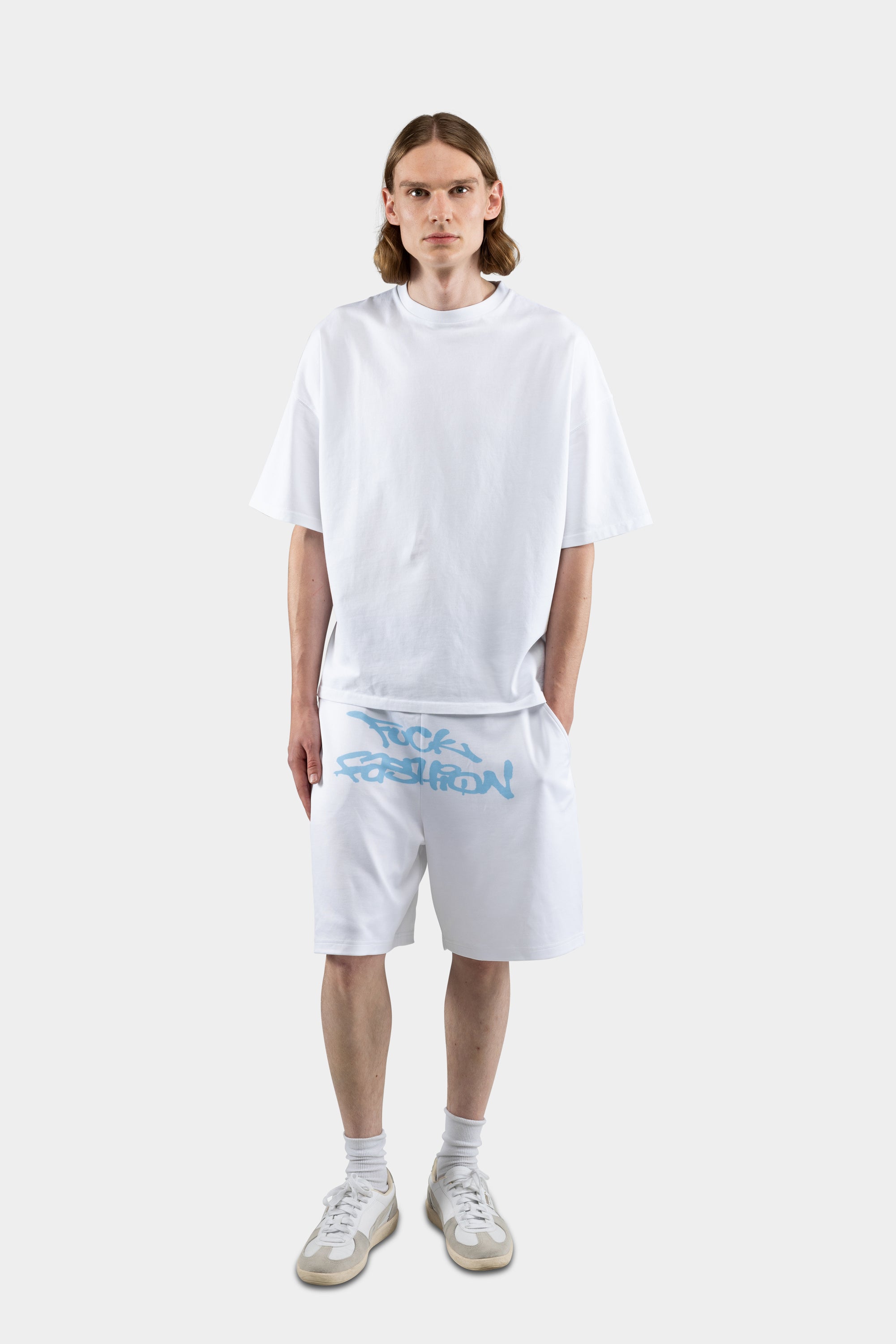 F*CK FASHION SHORTS WHITE/BLUE