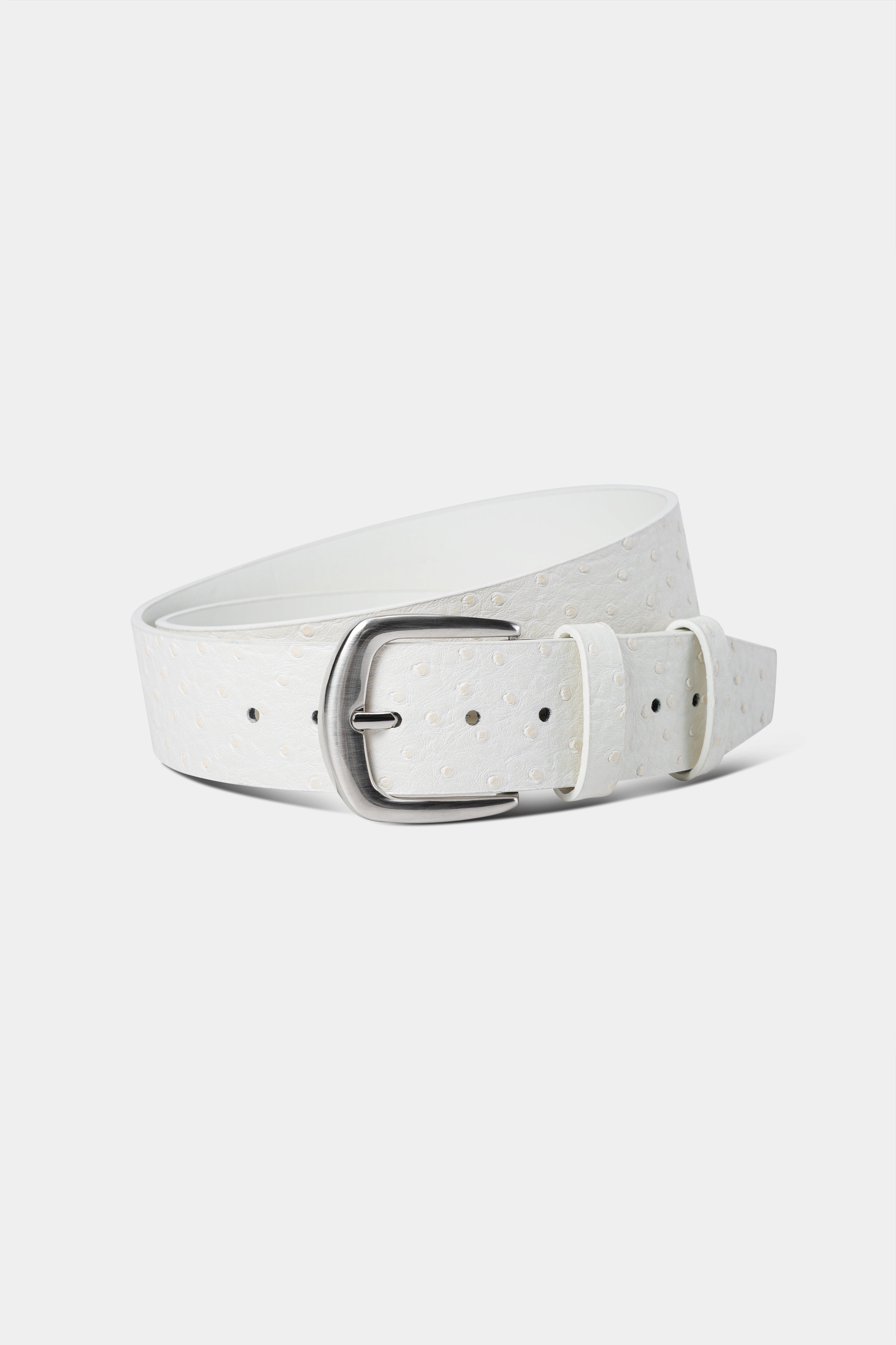 OSTRICH TEXTURE BELT WHITE
