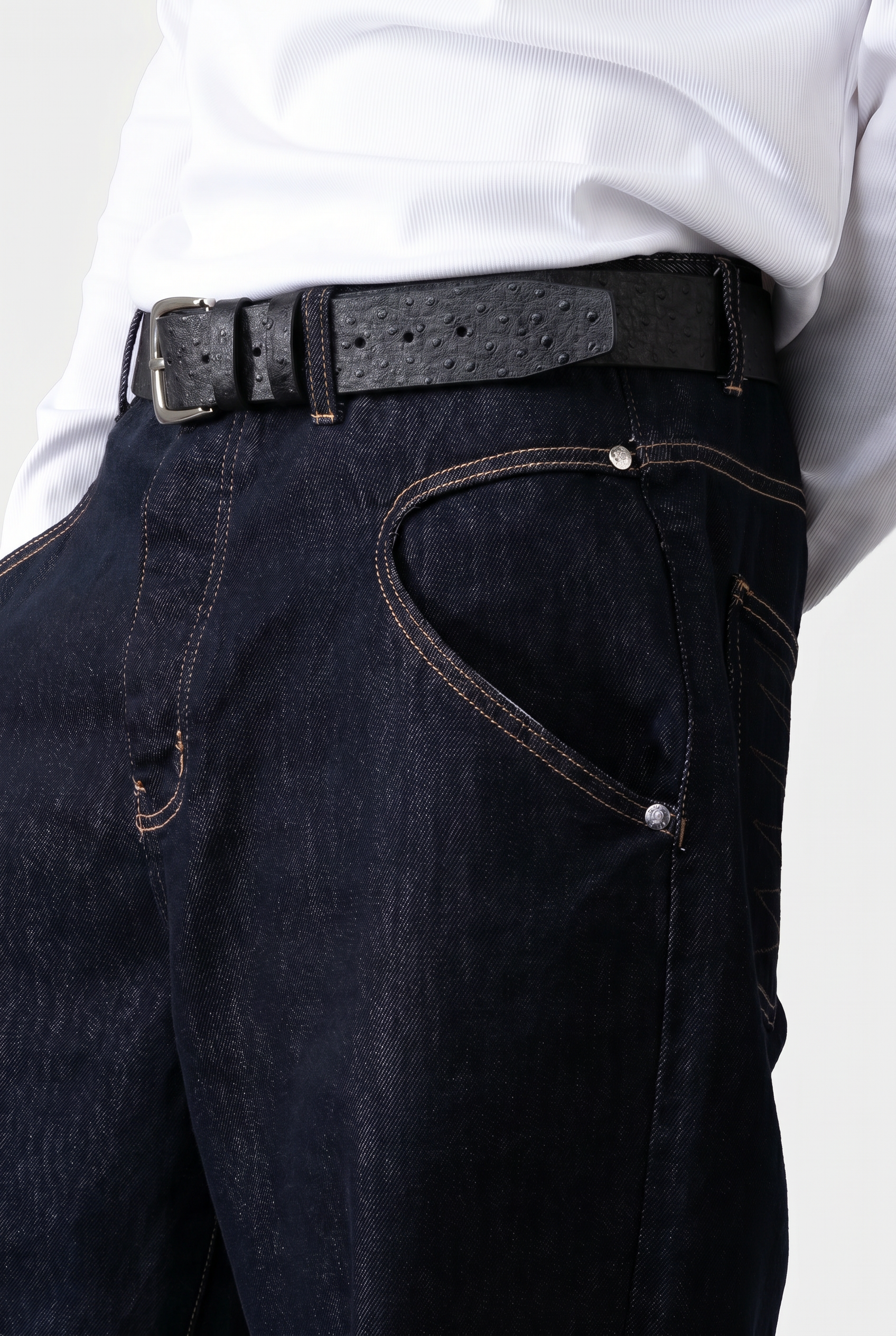 OSTRICH TEXTURE BELT BLACK