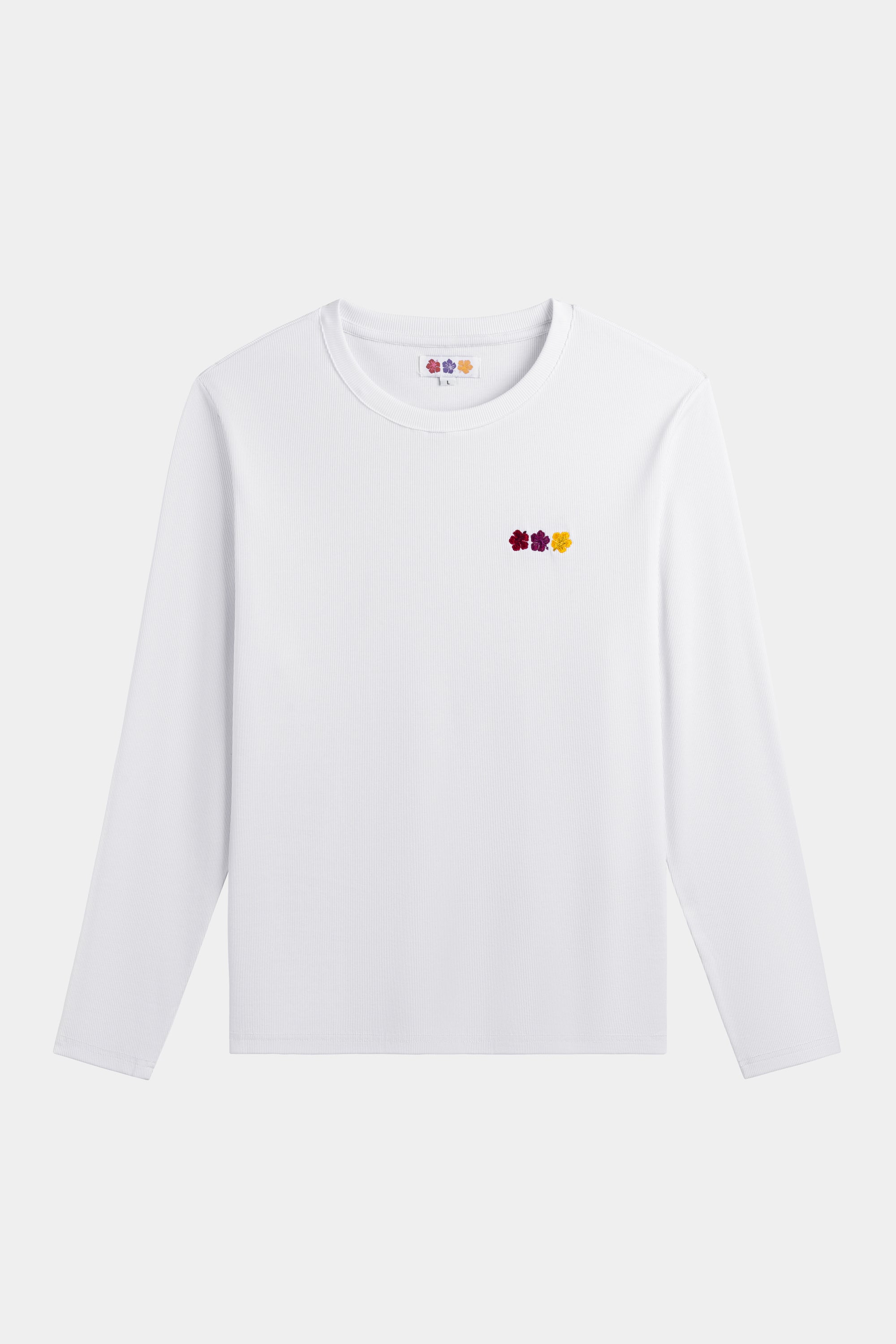 FLOWER RIB LONGSLEEVE WHITE