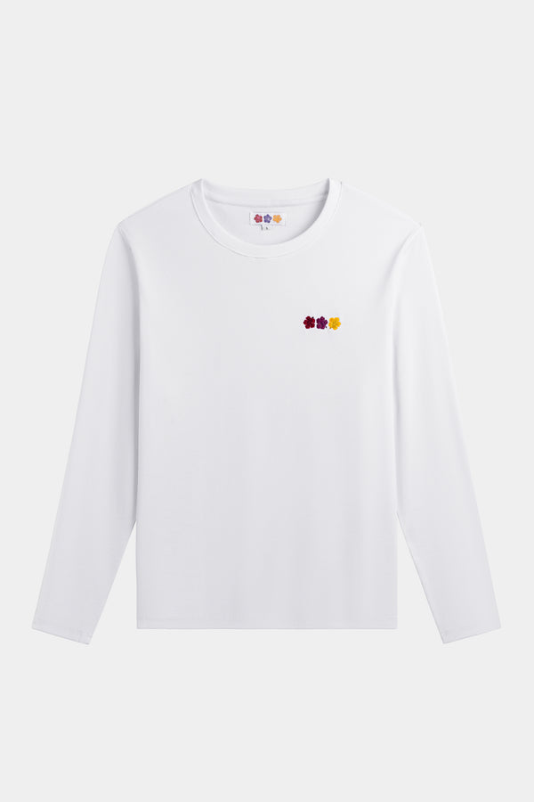 FLOWER RIB LONGSLEEVE WHITE
