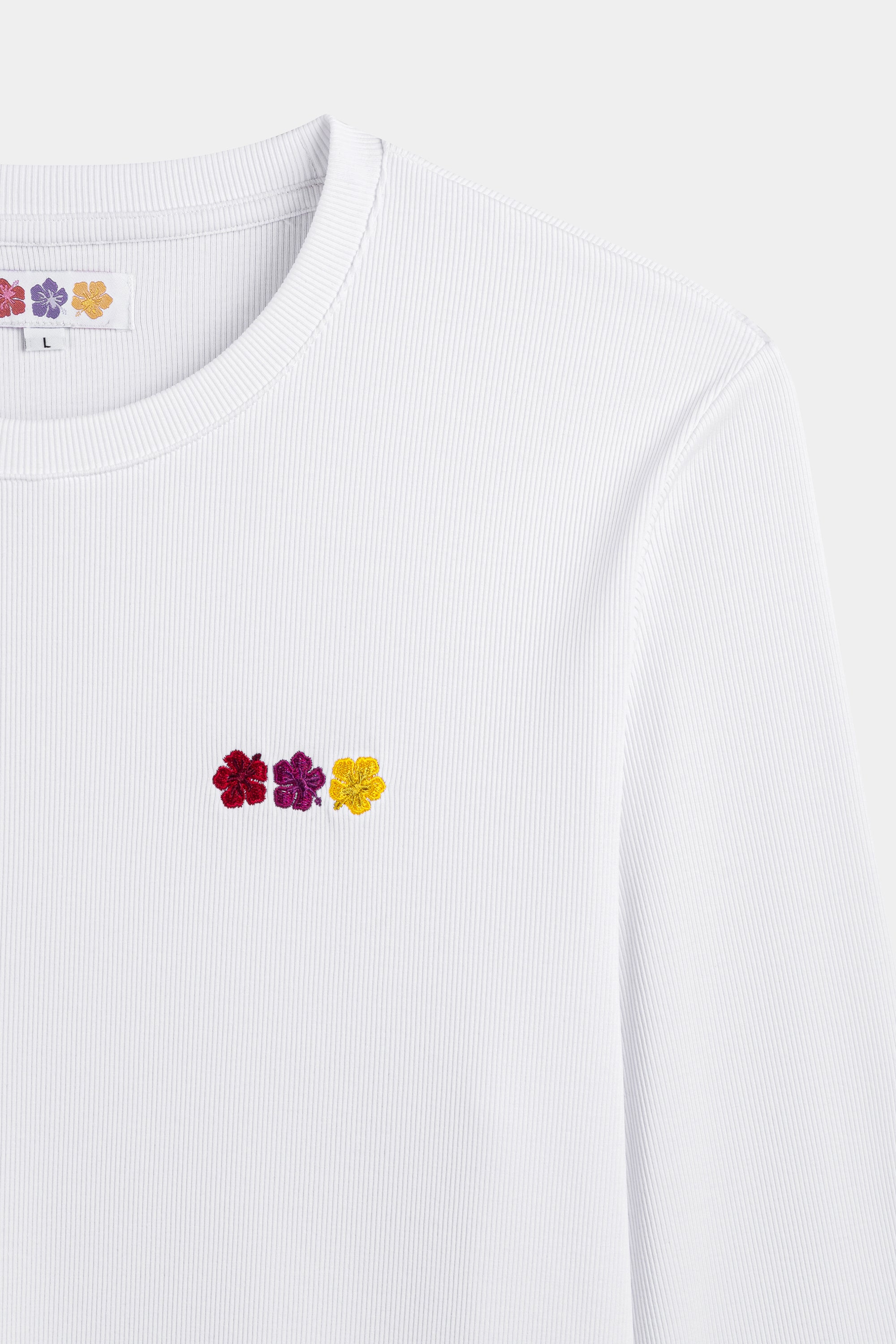 FLOWER RIB LONGSLEEVE WHITE
