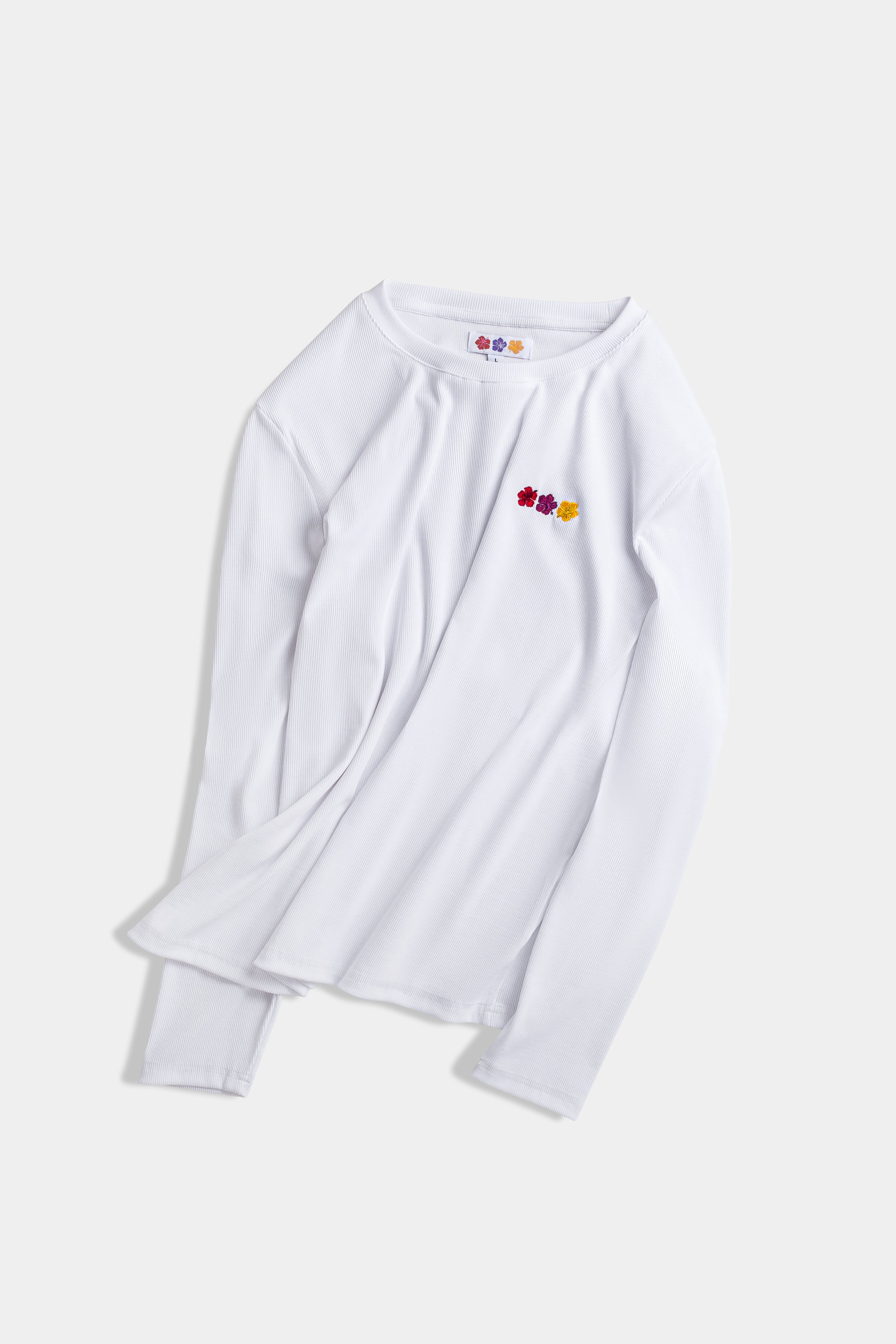 FLOWER RIB LONGSLEEVE WHITE