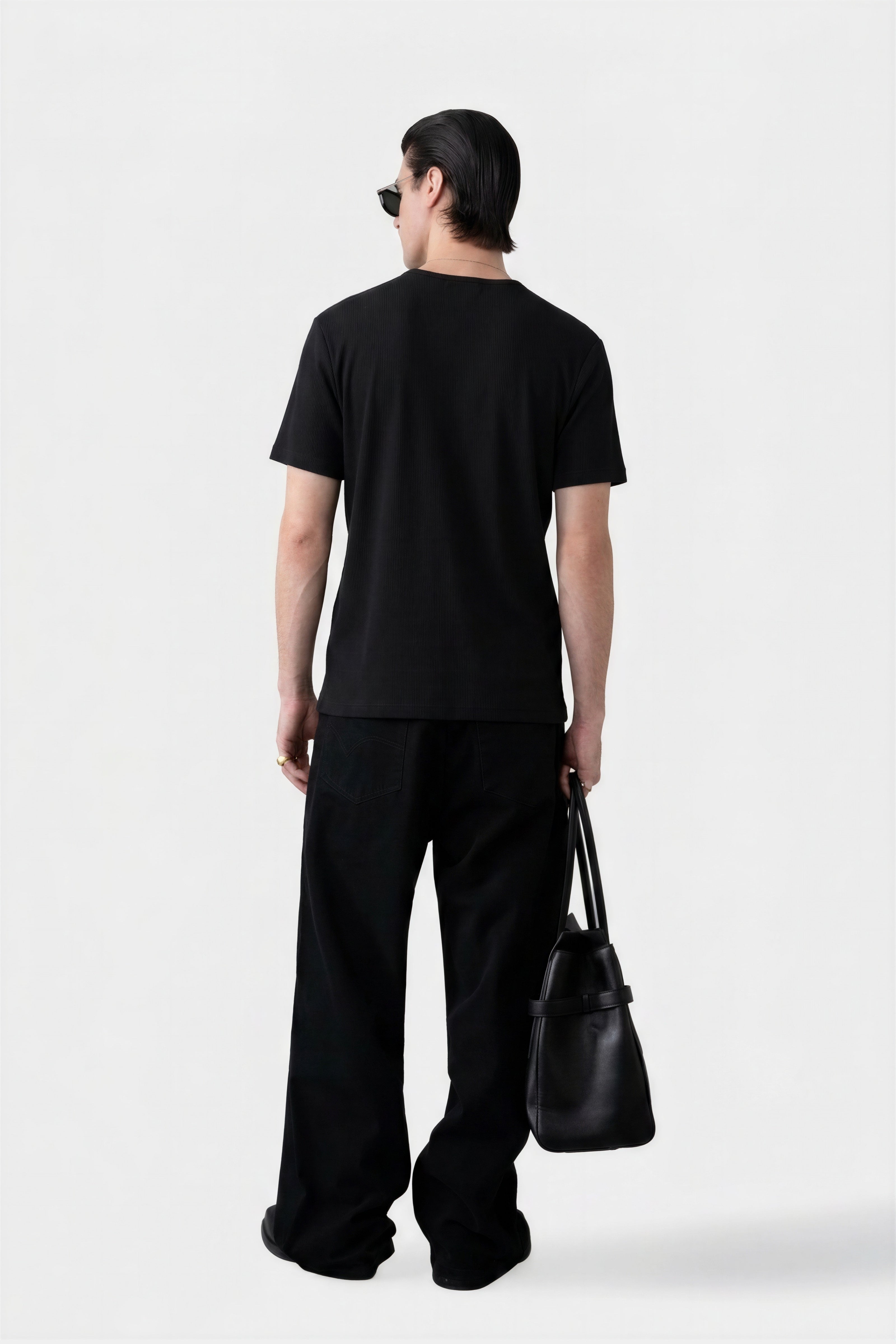 FLOWER RIB T-SHIRT BLACK