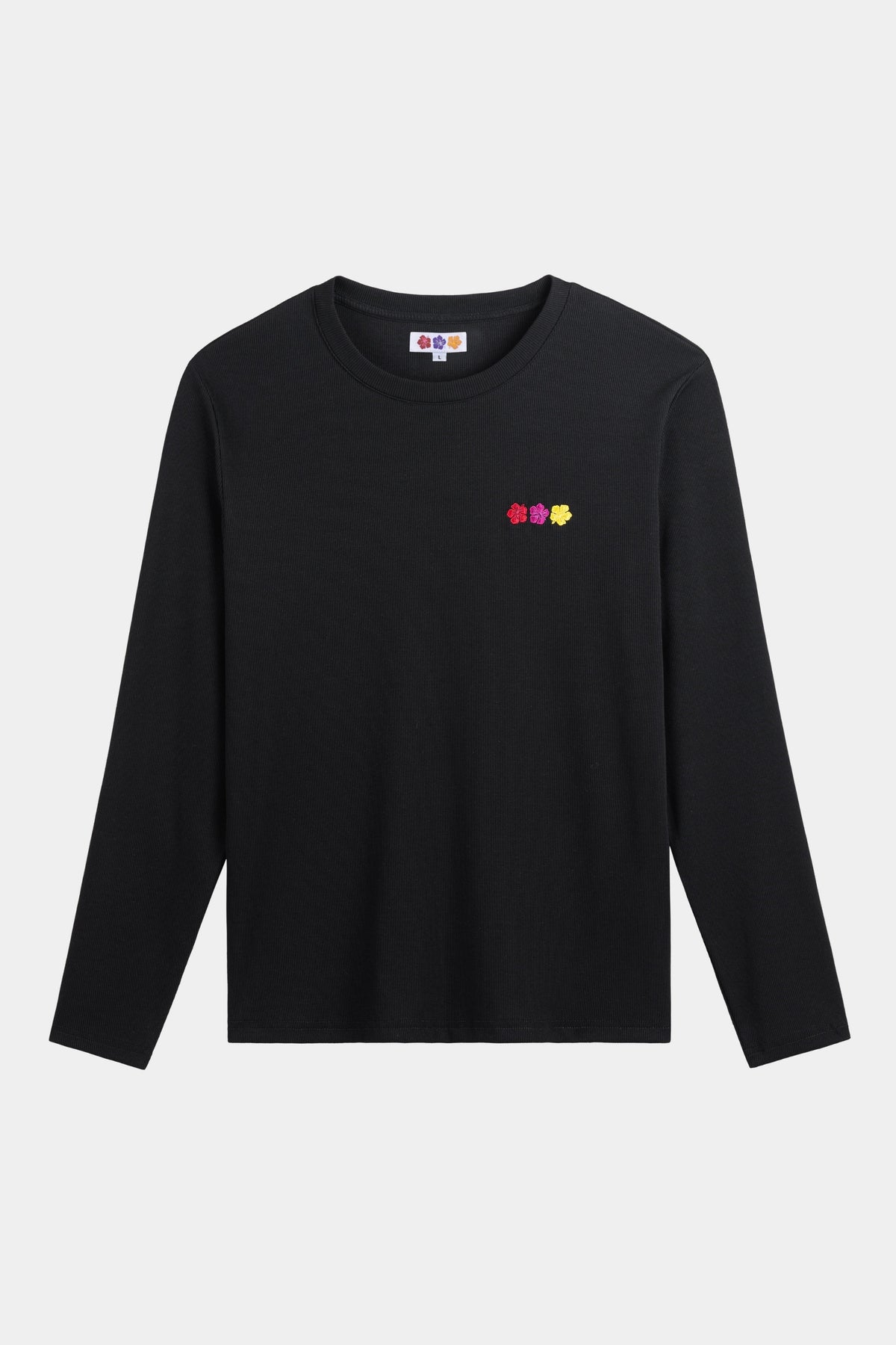 FLOWER RIB LONGSLEEVE BLACK