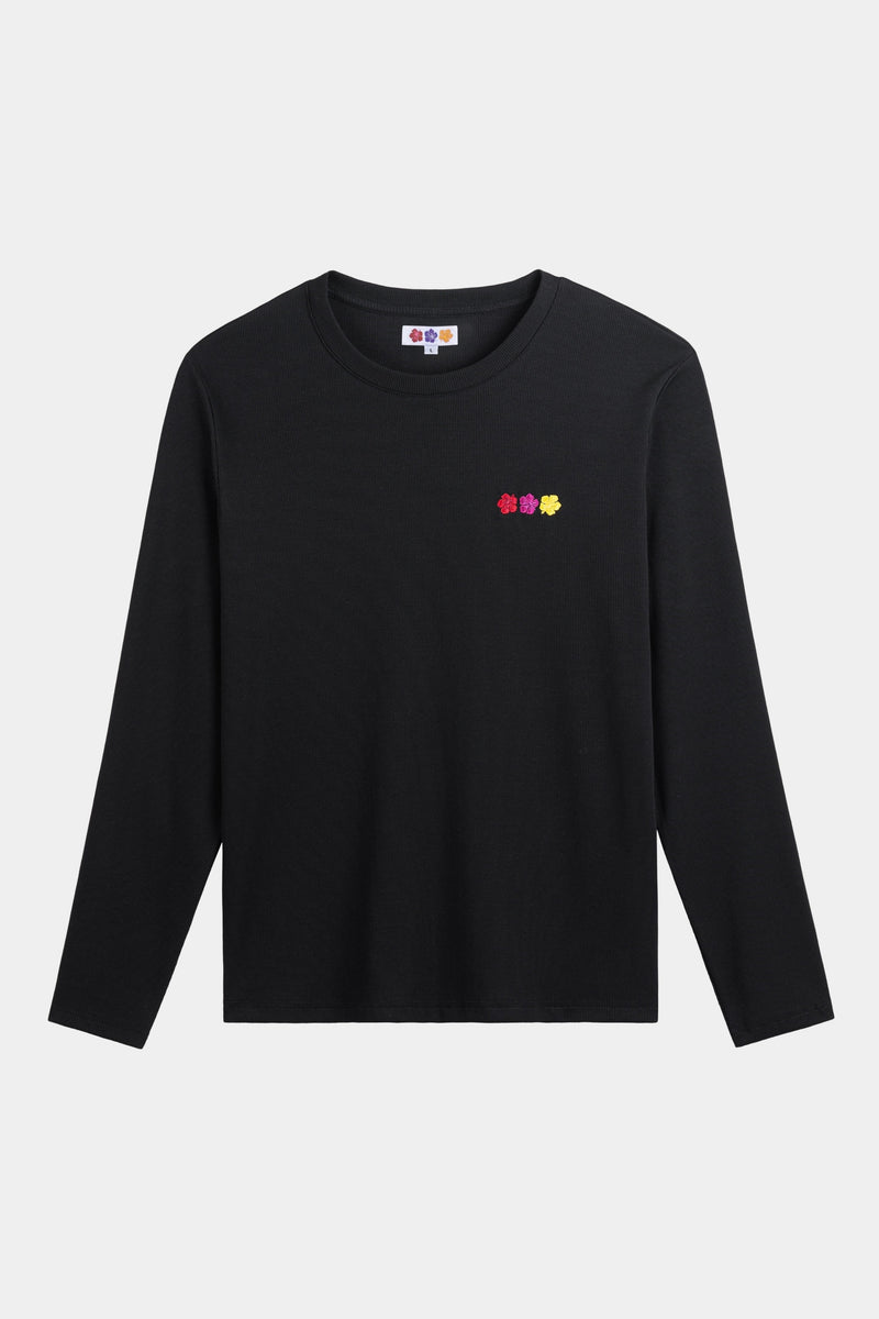 FLOWER RIB LONGSLEEVE BLACK