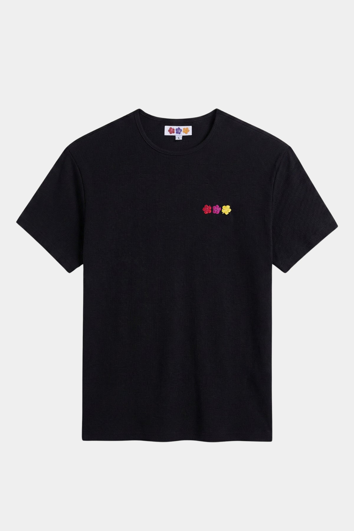 FLOWER RIB T-SHIRT BLACK