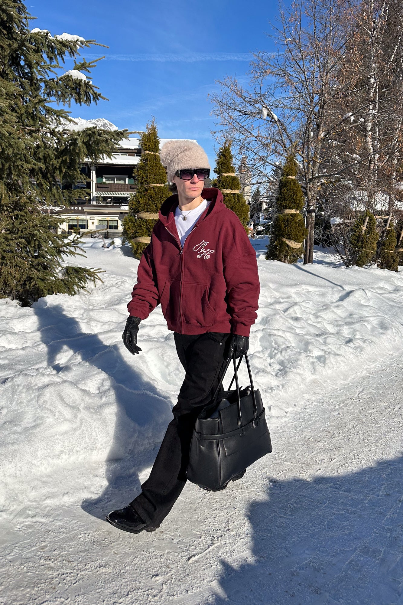 PEARL ZIP HOODIE RED
