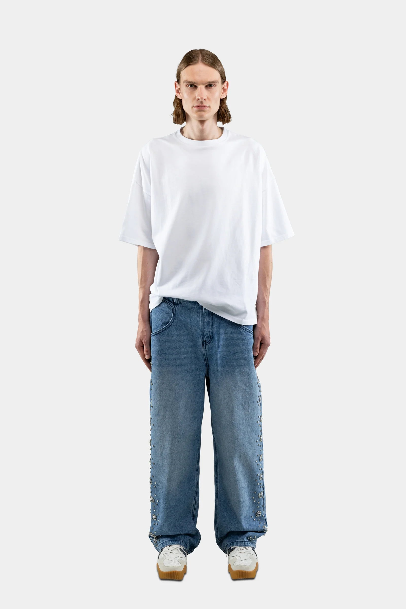 STONE DENIM BLUE & COLLEGE T-SHIRT WHITE (PACK)