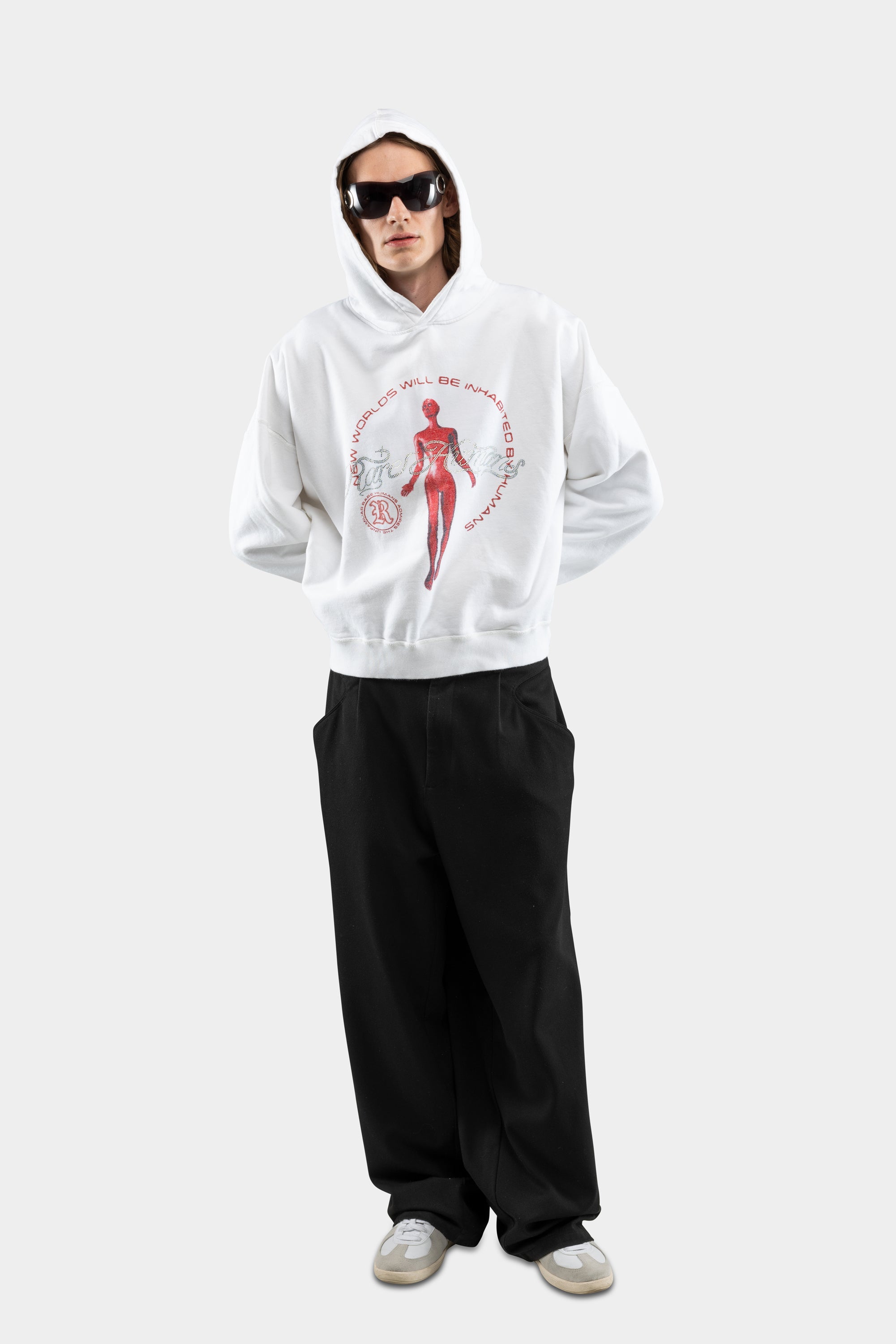 HUMAN HOODIE CREAM WHITE
