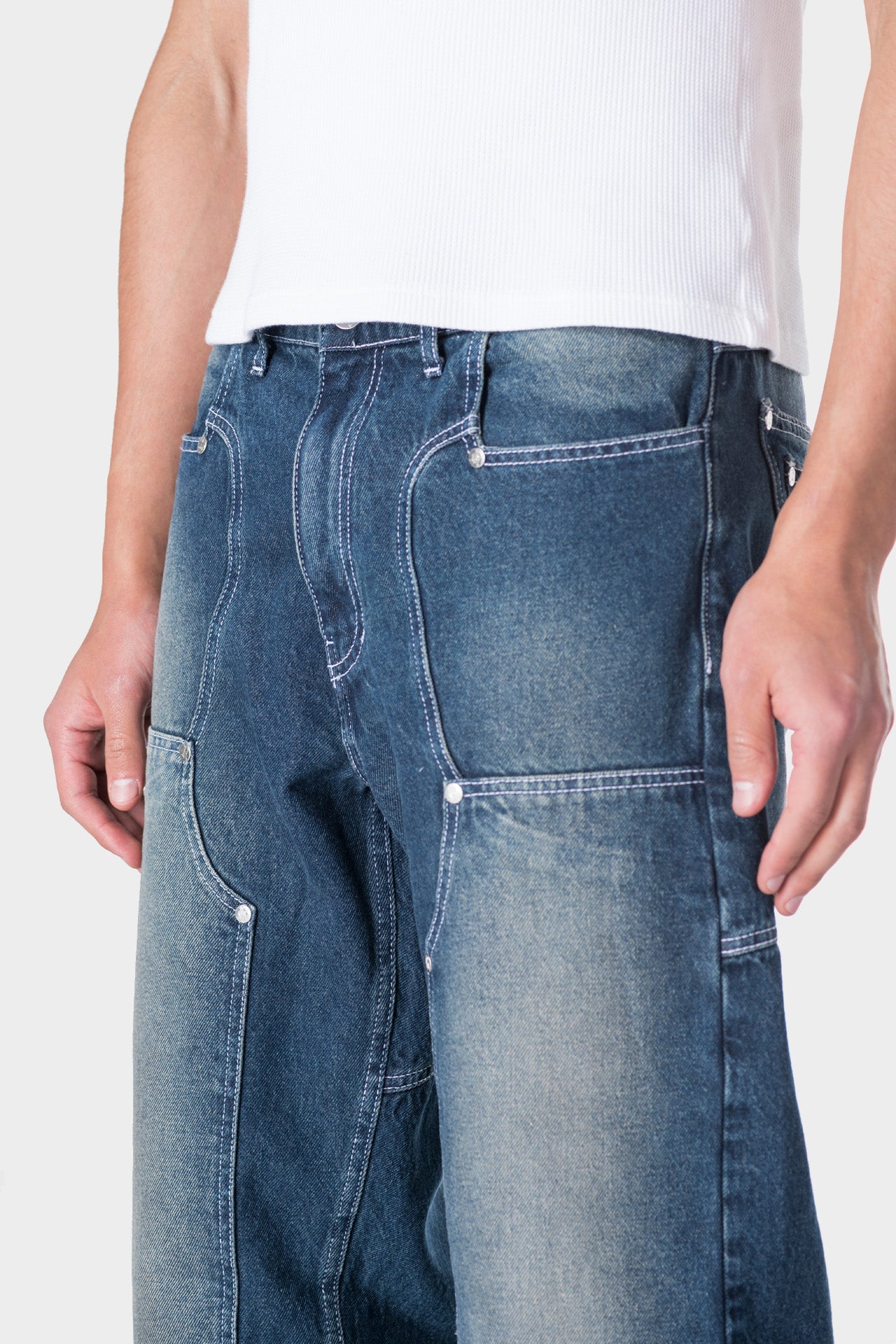 ASYMMETRICAL JEANS BLUE