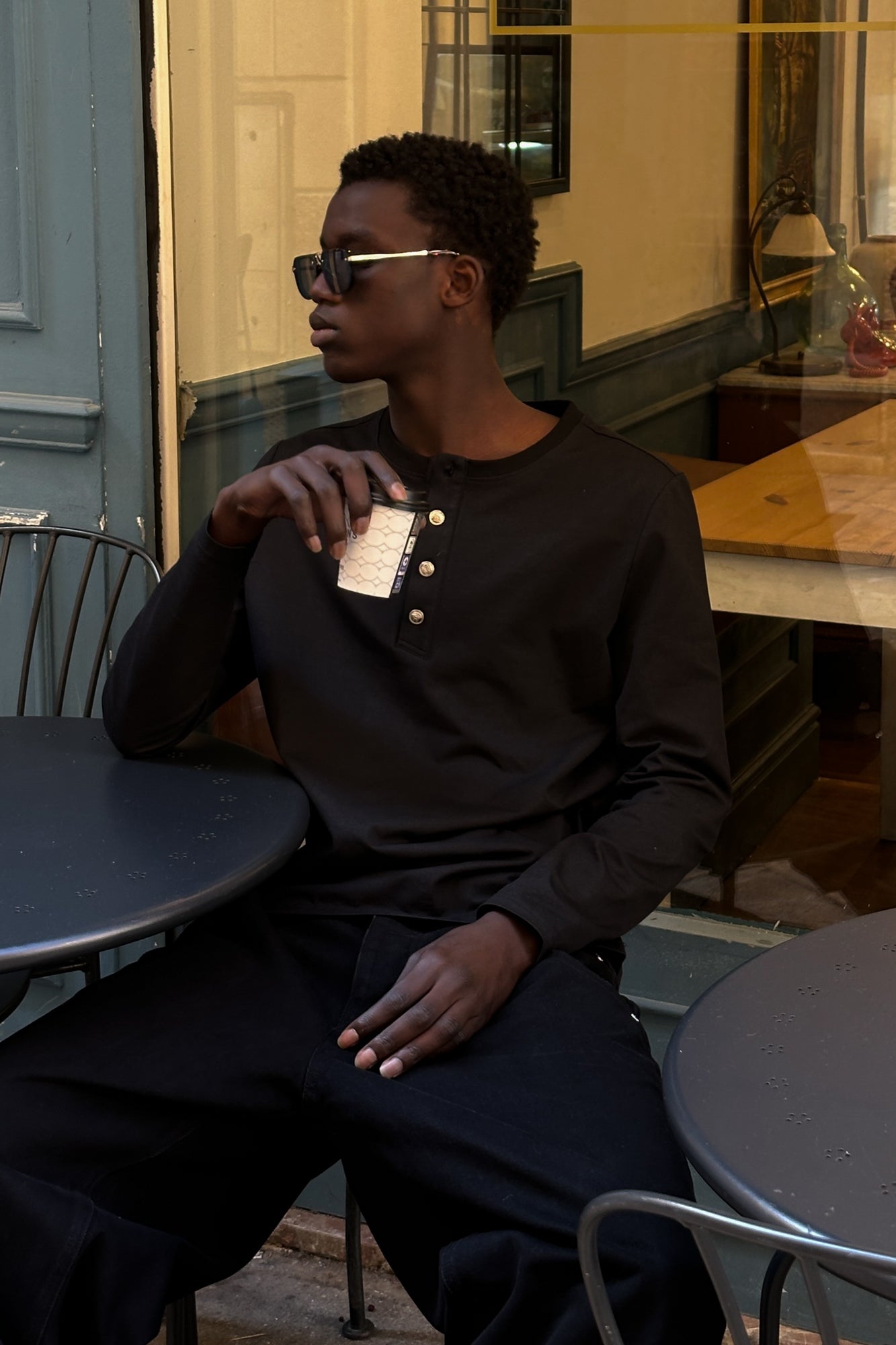 HENLEY SHIRT BLACK