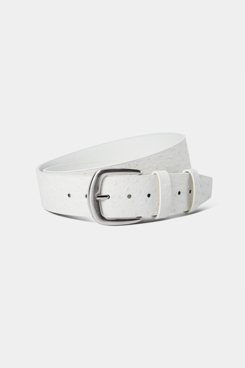 OSTRICH TEXTURE BELT WHITE