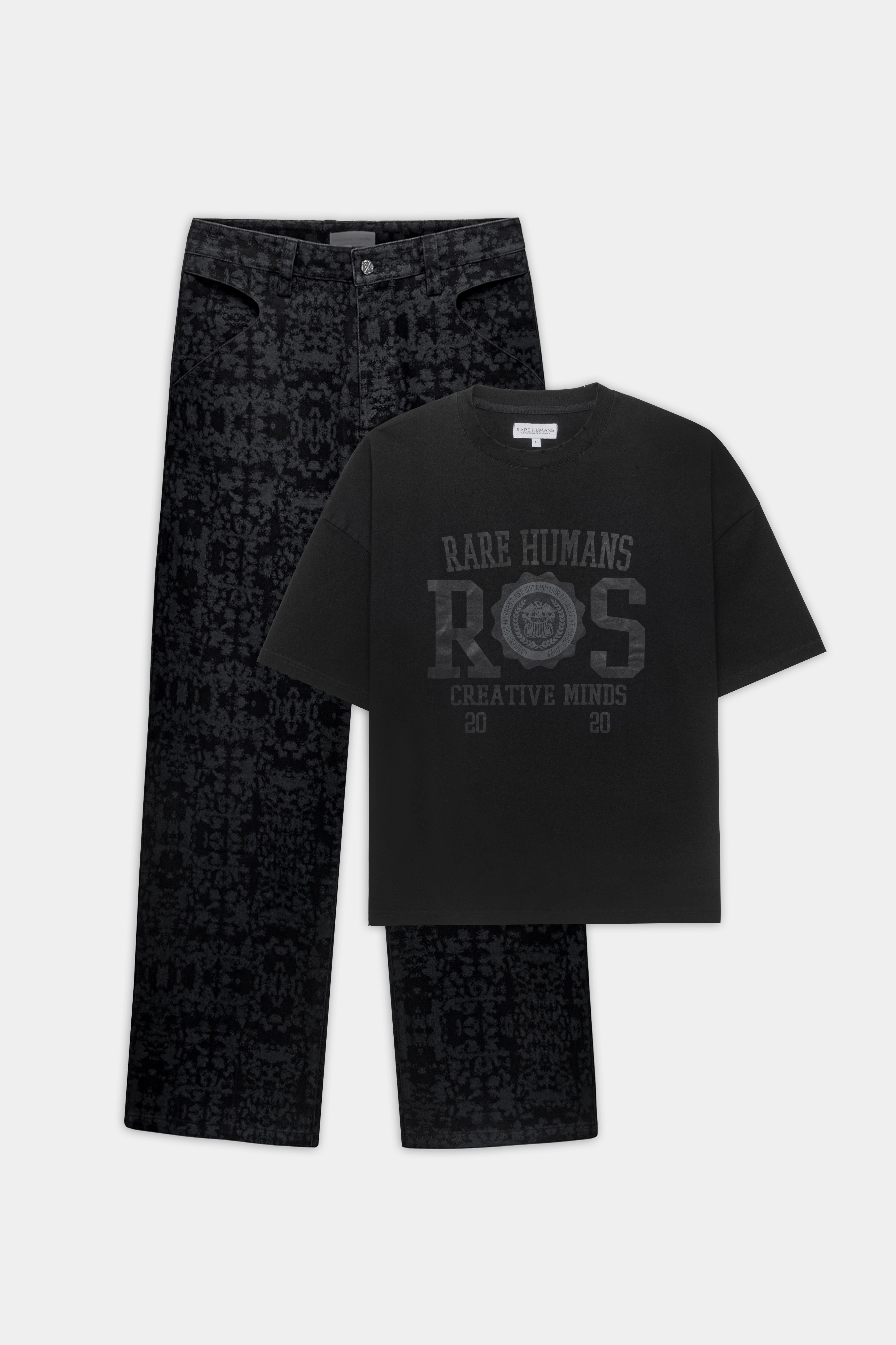COLLEGE T-SHIRT BLACK & CAMO DENIM (PACK)
